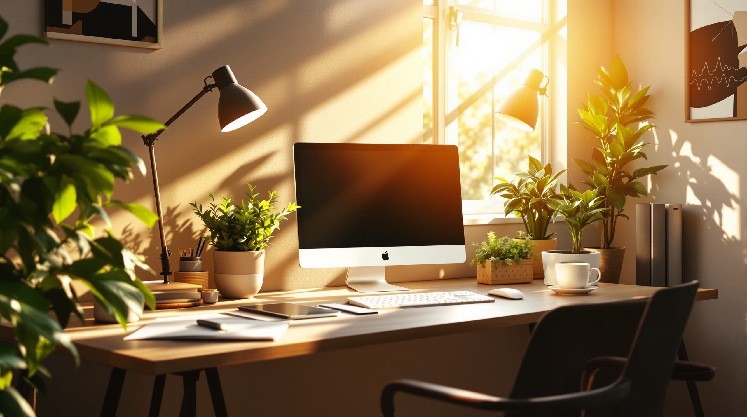 bureau-moderne-lever-soleil-ordinateur