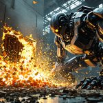 Robot industriel en action